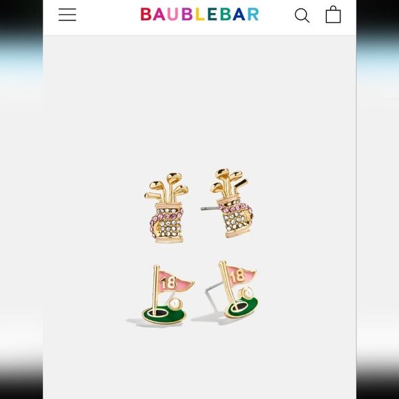 NWOT / BAUBLEBAR / Golf Themed Stacking Stud Earrings Set - Picture 3 of 8
